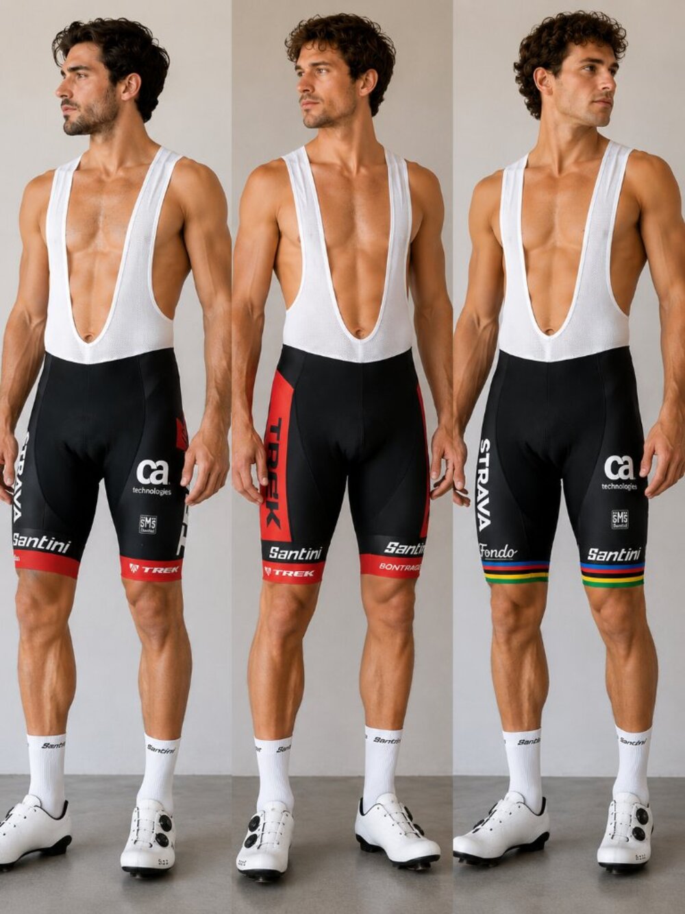 Santini Trek Bontrager Cycling Bib Shorts Bundle Men's Large 3 Pair